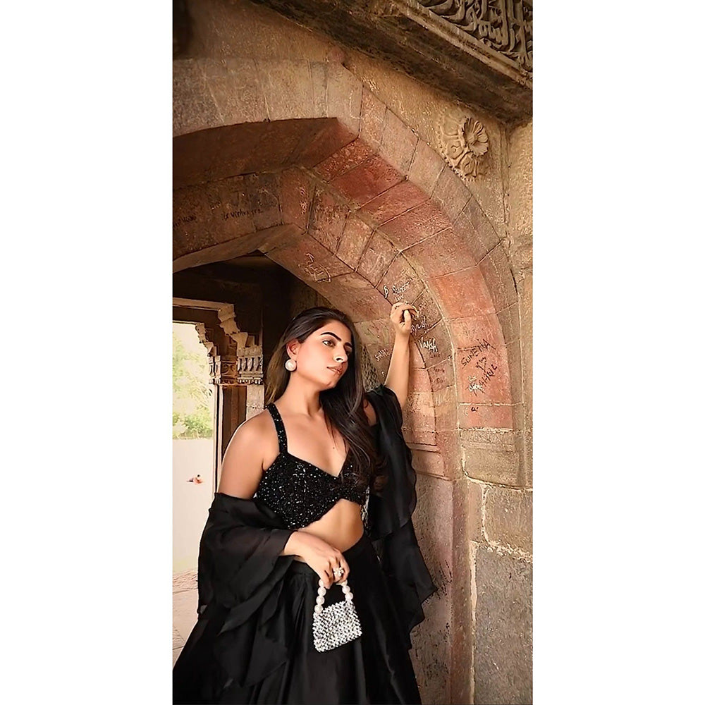 Swati Wadhwani Inayat Crystal Beaded Blouse with Lehenga and Dupatta (Set of 3)