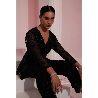 Swati Wadhwani Myra Embellished Peplum Jacket and Pant (Set of 2)