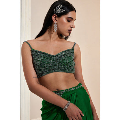 Swati Wadhwani Aranya Embellished Drape Skirt with Blouse and Belt (Set of 3)