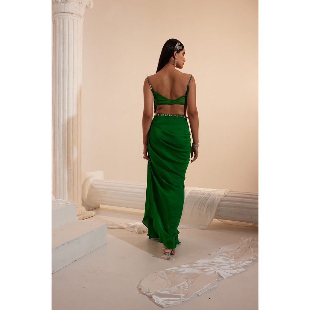 Swati Wadhwani Aranya Embellished Drape Skirt with Blouse and Belt (Set of 3)