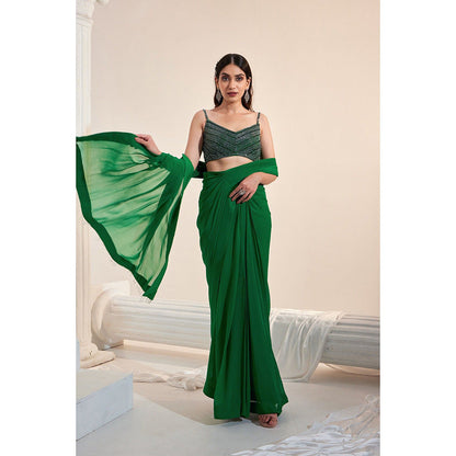Swati Wadhwani Zooni Pre Drape Saree and Stitched Blouse