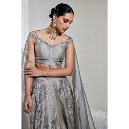 Swati Wadhwani Adiba Metallic Embellished Blouse with Lehenga and Dupatta (Set of 3)