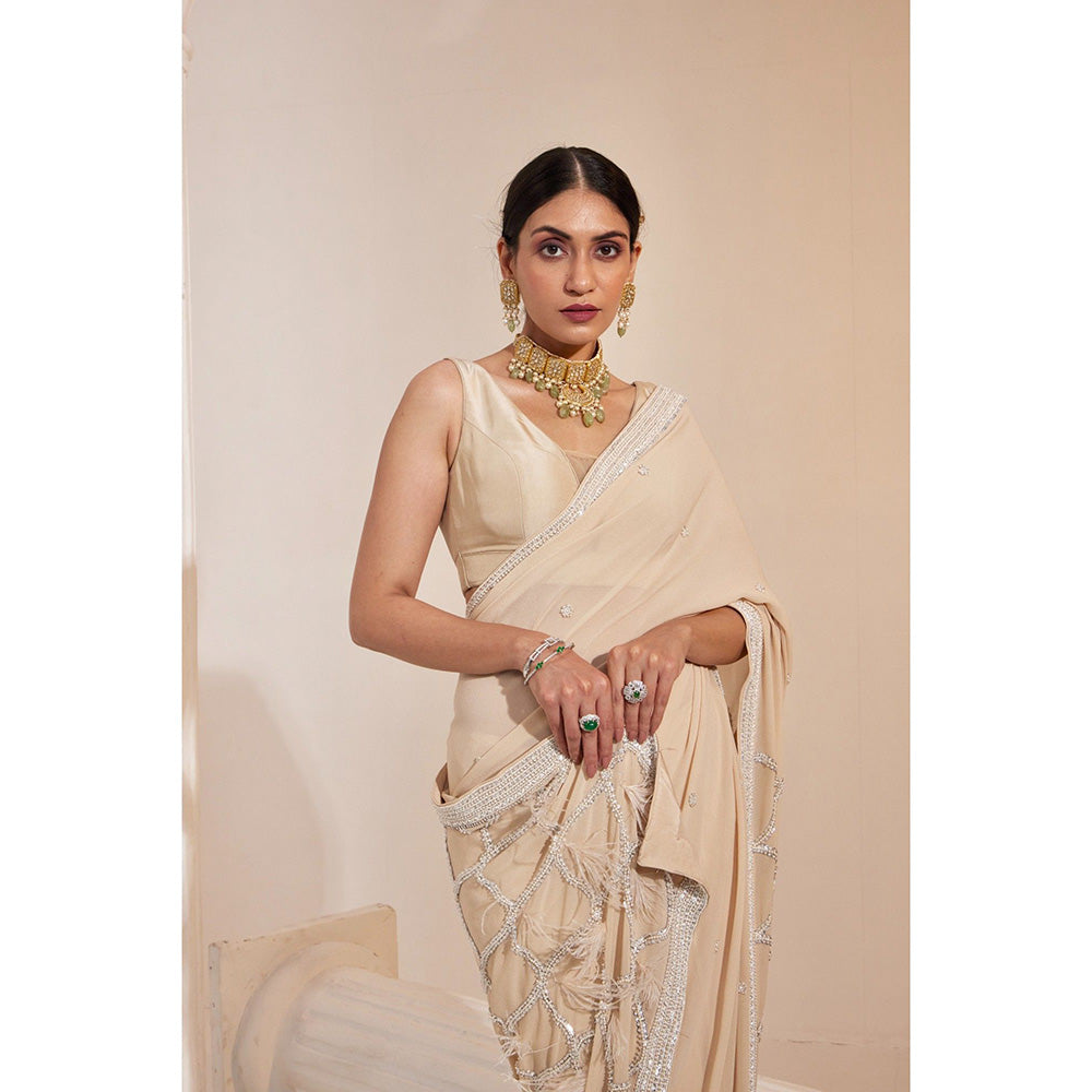 Swati Wadhwani Nura Pearl Work Pre Drape Saree and Stitched Blouse