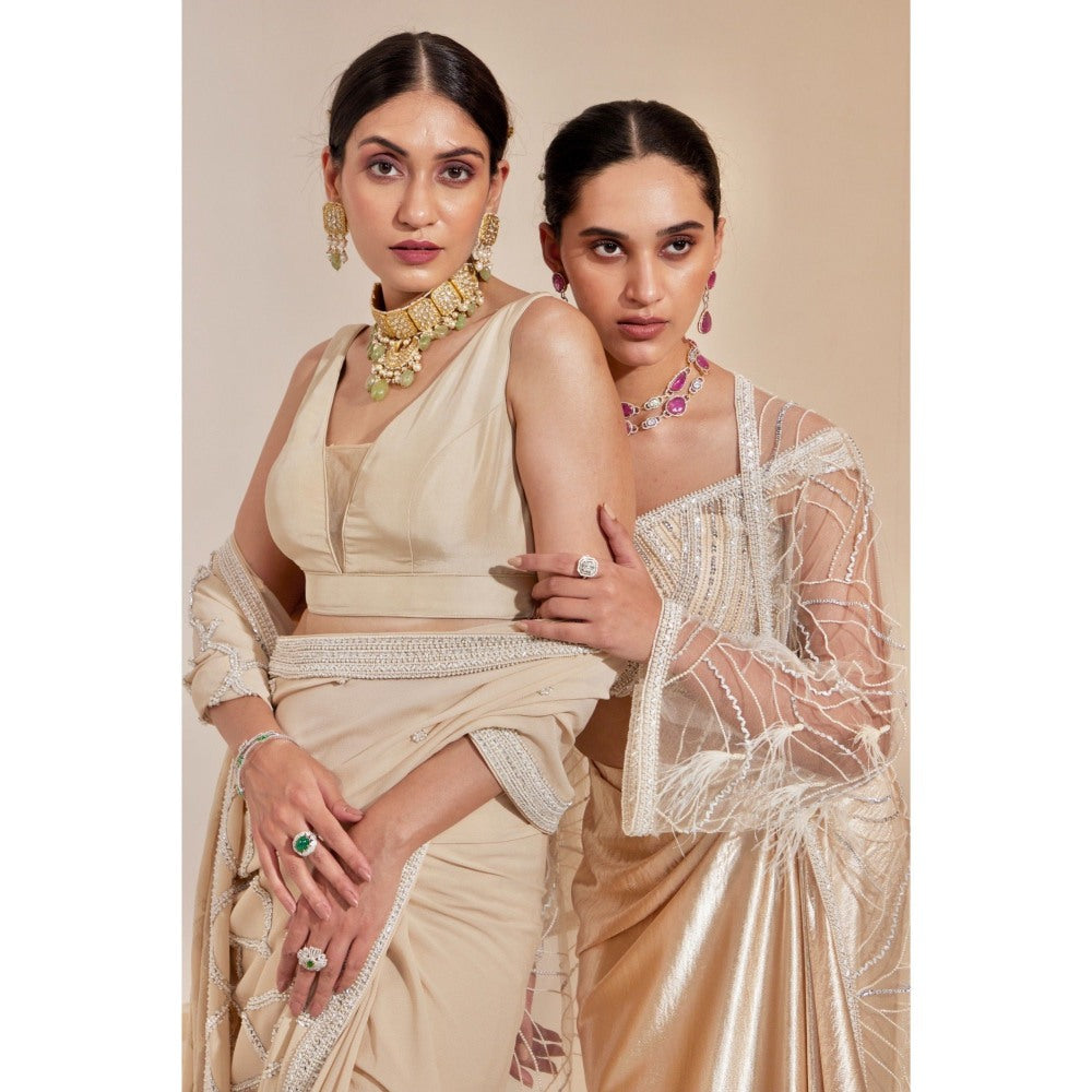 Swati Wadhwani Zahida Embellished Drape Skirt with Blouse and Jacket (Set of 3)