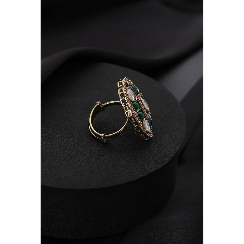 SWABHIMANN White Polki Adjustable Ring