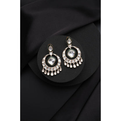 SWABHIMANN White Polki Chandbali Earrings
