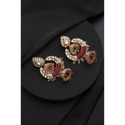 SWABHIMANN White Rose Gold Polki Jhumka Earrings