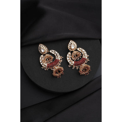 SWABHIMANN White Rose Gold Polki Jhumka Earrings