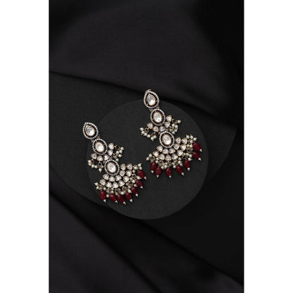 SWABHIMANN Maroon Victorian Polki Dangler Earrings
