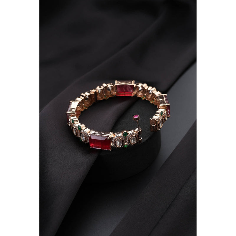 SWABHIMANN Red Polki Kada