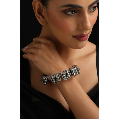 SWABHIMANN Green Victorian Polki Kada