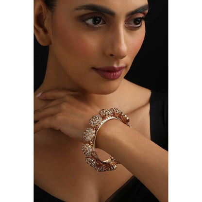 SWABHIMANN Rose White Polki Kada