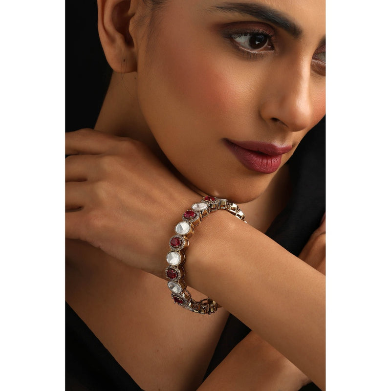 SWABHIMANN Multi-Color Polki Kada