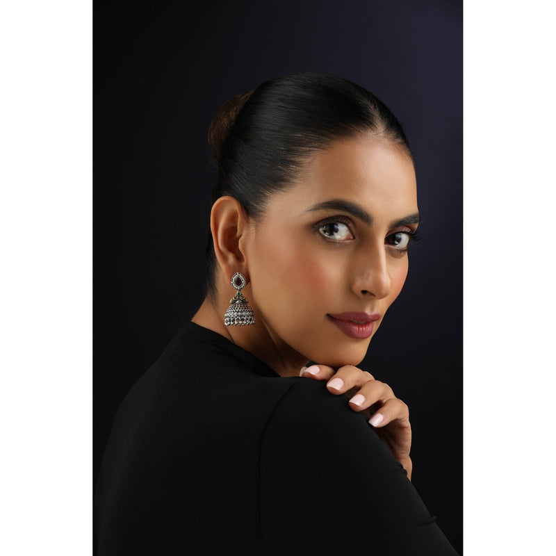 SWABHIMANN Purple Jhumka Earrings