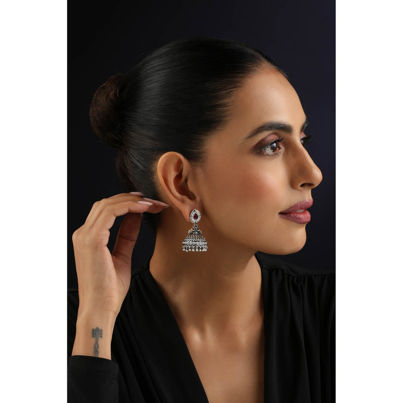 SWABHIMANN Purple Jhumka Earrings