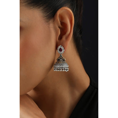 SWABHIMANN Purple Jhumka Earrings