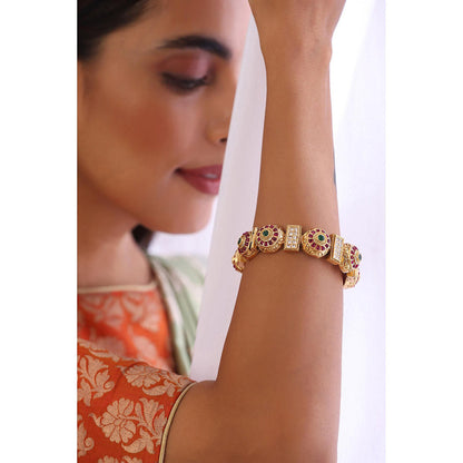 SWABHIMANN Multicolour Gold Plated Kada