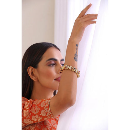 SWABHIMANN Multicolour Gold Plated Kada