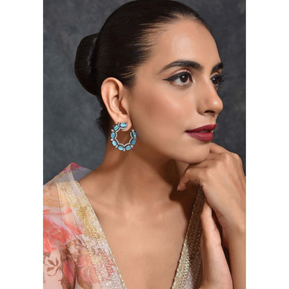 SWABHIMANN Feona Ferozi Zirconia Hoop Earrings