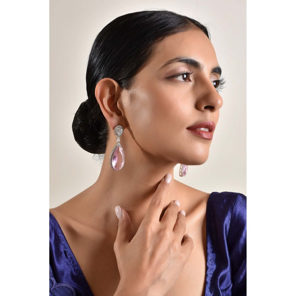 SWABHIMANN Astor Rose Crystal Zirconia Dangler Earrings