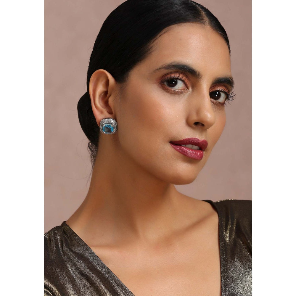 SWABHIMANN Fedro Sapphire Zirconia Stud Earrings