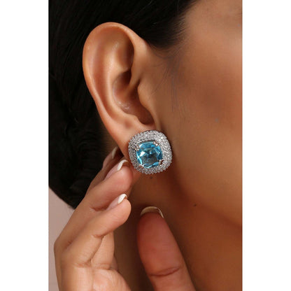 SWABHIMANN Fedro Sapphire Zirconia Stud Earrings