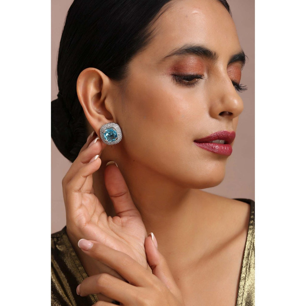 SWABHIMANN Fedro Sapphire Zirconia Stud Earrings