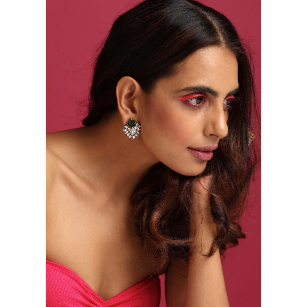 SWABHIMANN Mae Emerald Stud Earrings