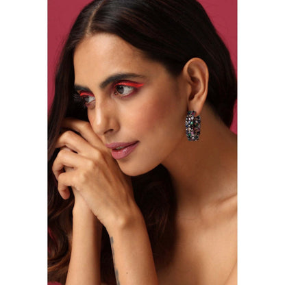 SWABHIMANN Audrey Multicolour Hoop Earrings