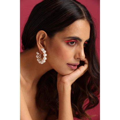 SWABHIMANN Lillian Pearl Hoop Earrings