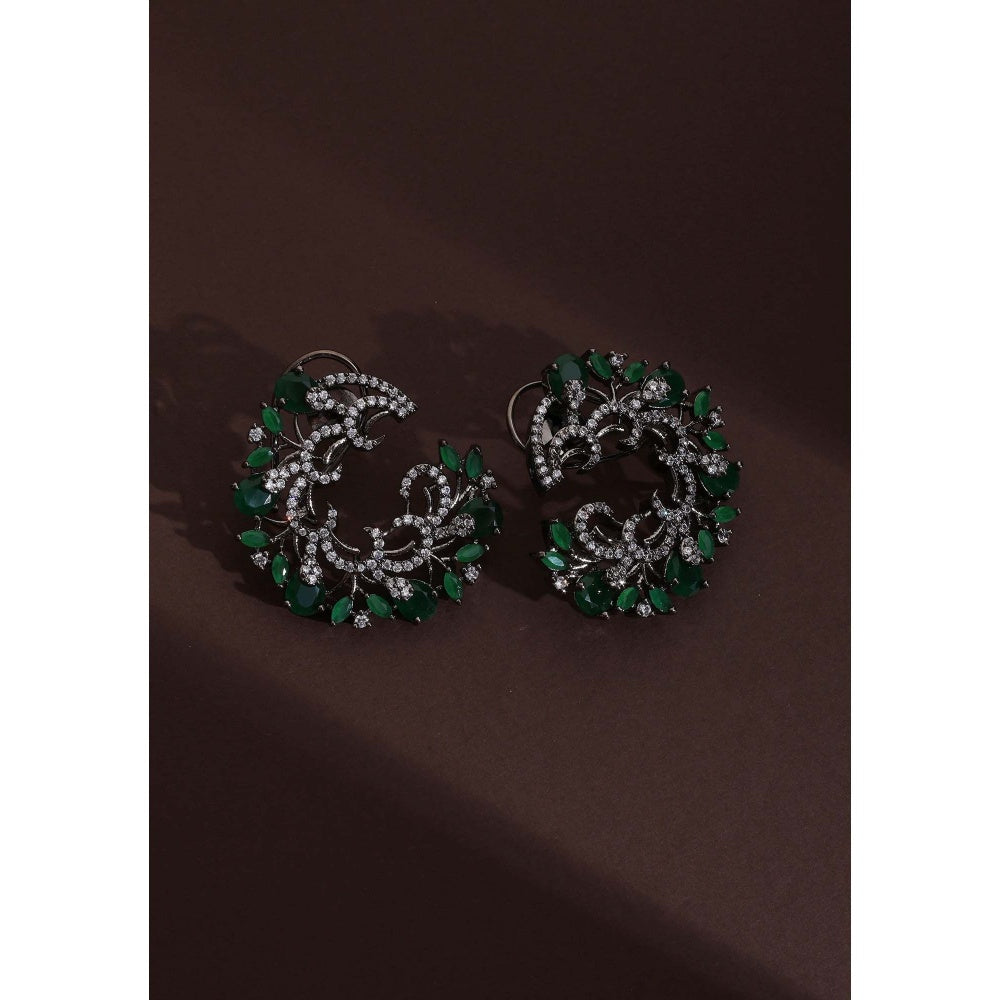 SWABHIMANN Fukumi Emerald Zirconia Hoop Earrings