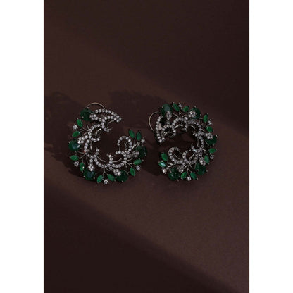 SWABHIMANN Fukumi Emerald Zirconia Hoop Earrings