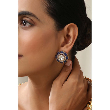 SWABHIMANN Stella Sapphire Polki Stud Earrings