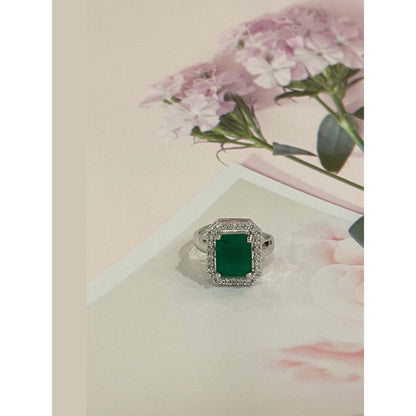 SWABHIMANN Alicia Silver Plated Zirconia Emerald Ring