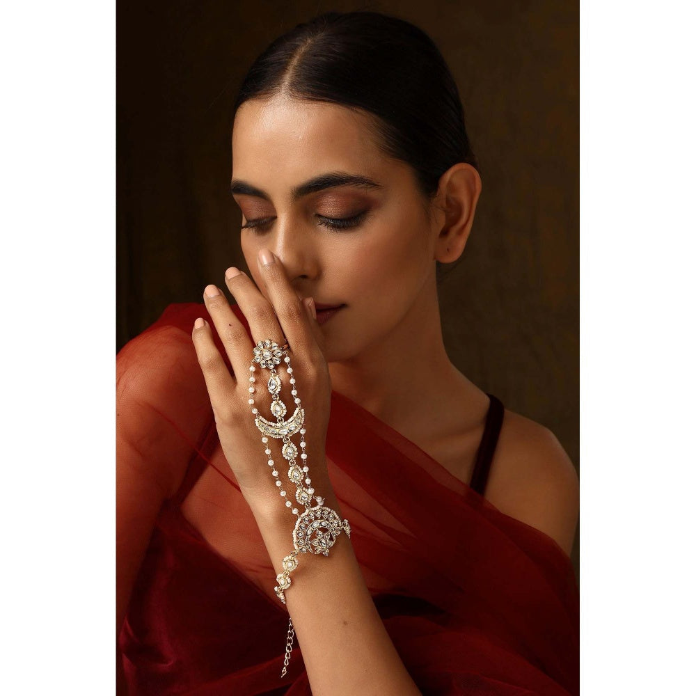 SWABHIMANN Bhumika Gold Polki Hath Phool