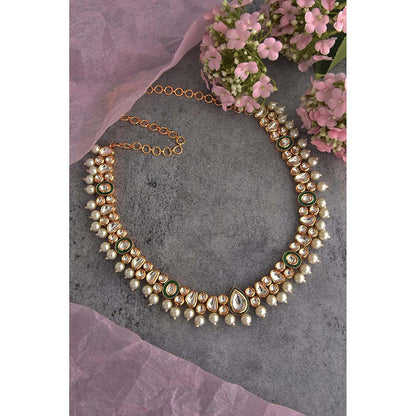 SWABHIMANN Gayatri Green Kundan and Pearl Kamarband