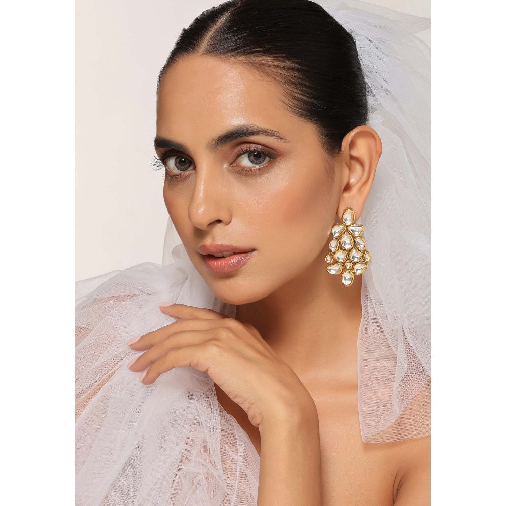 SWABHIMANN Nandini Gold Plated Kundan Dangler Earrings