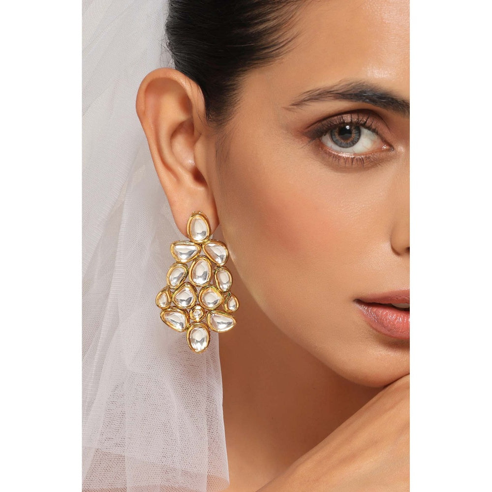 SWABHIMANN Nandini Gold Plated Kundan Dangler Earrings