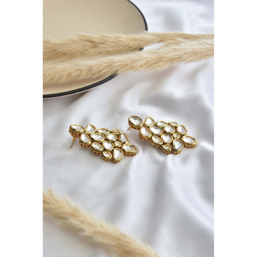 SWABHIMANN Nandini Gold Plated Kundan Dangler Earrings