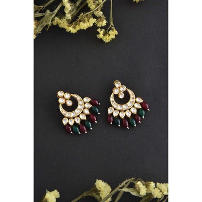 SWABHIMANN Kriti Multicolour Kundan Chandbali Earrings