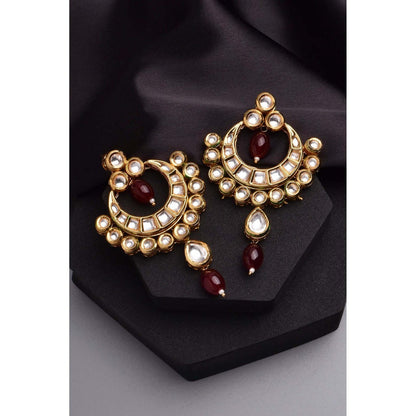 SWABHIMANN Akansha Red Kundan Chandbali Earrings