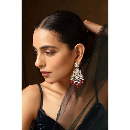 SWABHIMANN Kritika Kamra In Mihika Red Polki Dangler Earrings