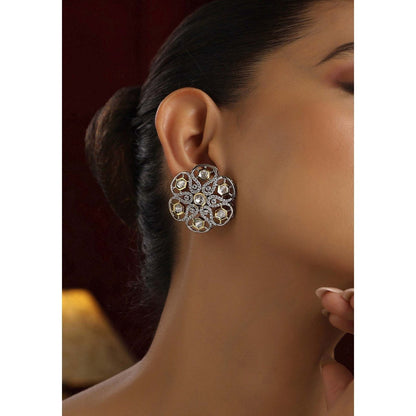 SWABHIMANN Chitrani Two Tone Polki Stud Earrings
