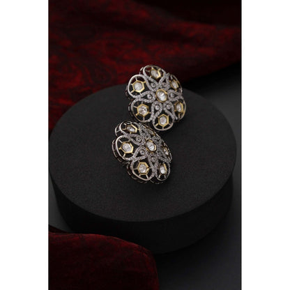 SWABHIMANN Chitrani Two Tone Polki Stud Earrings