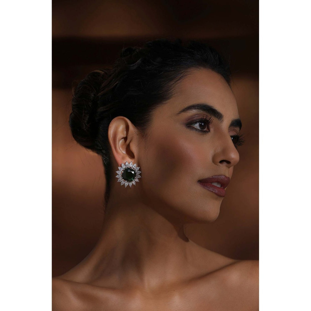 SWABHIMANN Frika Emerald Stud Earrings
