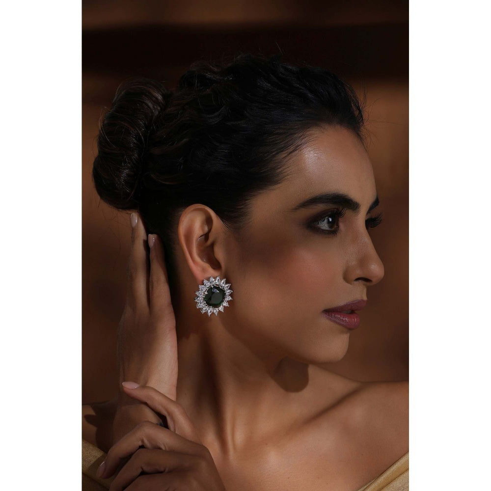 SWABHIMANN Frika Emerald Stud Earrings