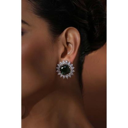 SWABHIMANN Frika Emerald Stud Earrings