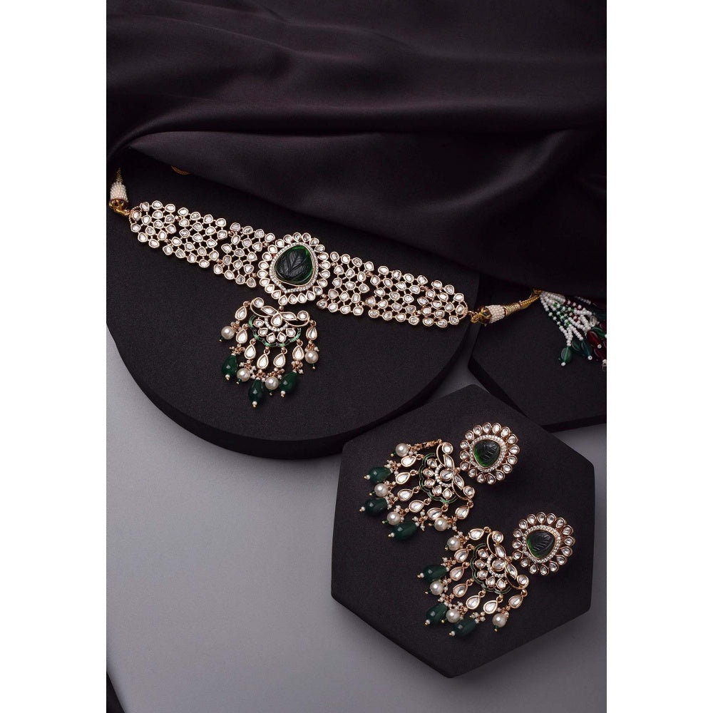 SWABHIMANN Ira Green Polki Choker Set