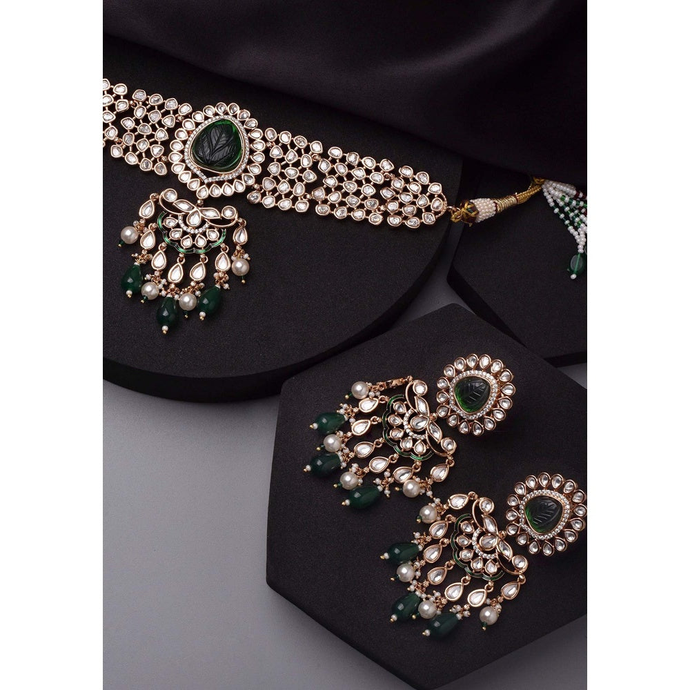 SWABHIMANN Ira Green Polki Choker Set