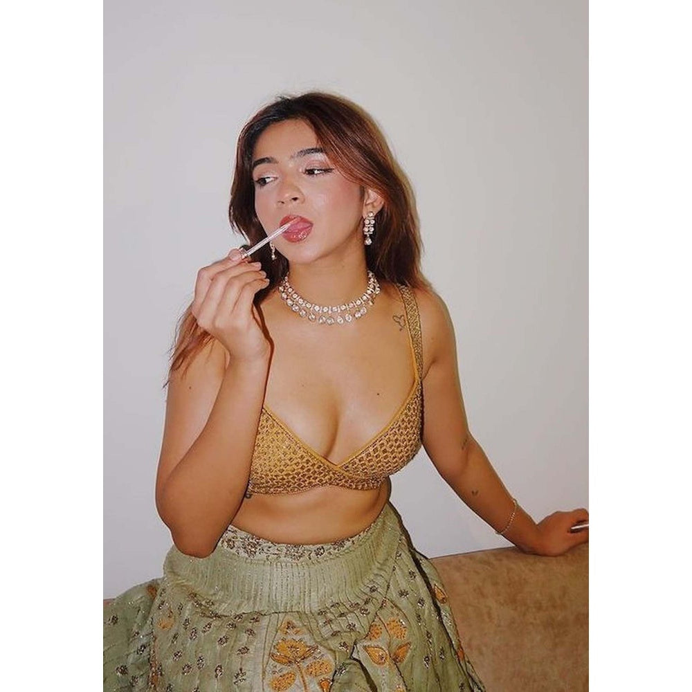 SWABHIMANN Rebel Kid in Ikaya Rose Gold Polki Necklace with Earrings Set